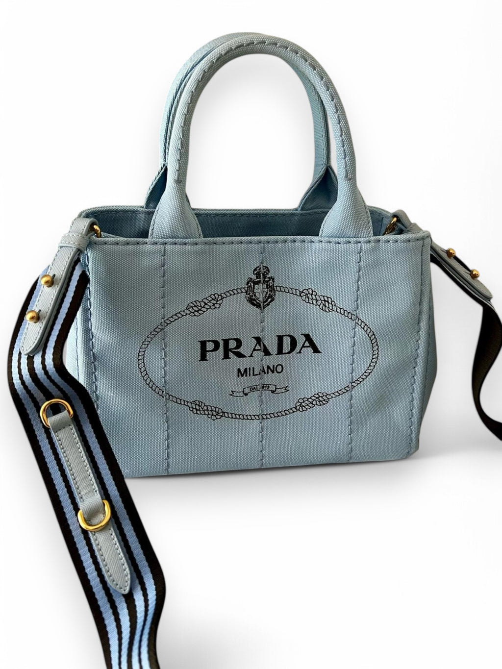 Borsa Azzurro In Canvas Prada