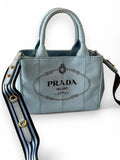 Borsa Azzurro In Canvas Prada