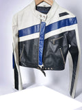 Biker in pelle bicolore