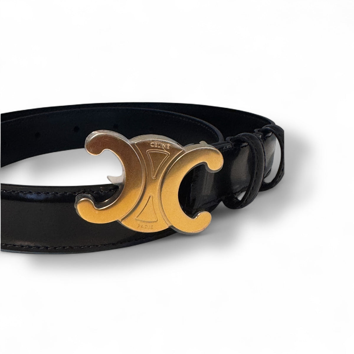 Black Celine Triomphe Belt