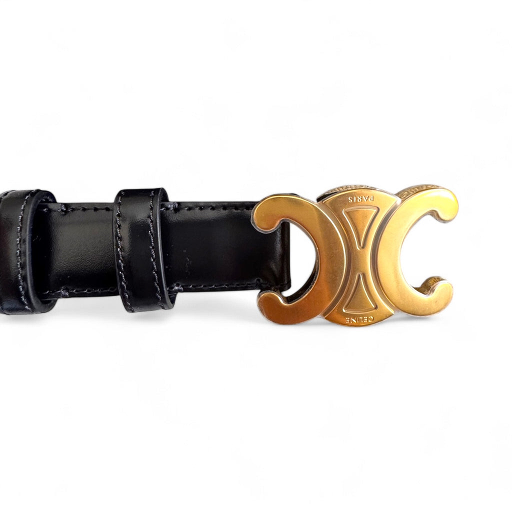 Black Celine Triomphe Belt