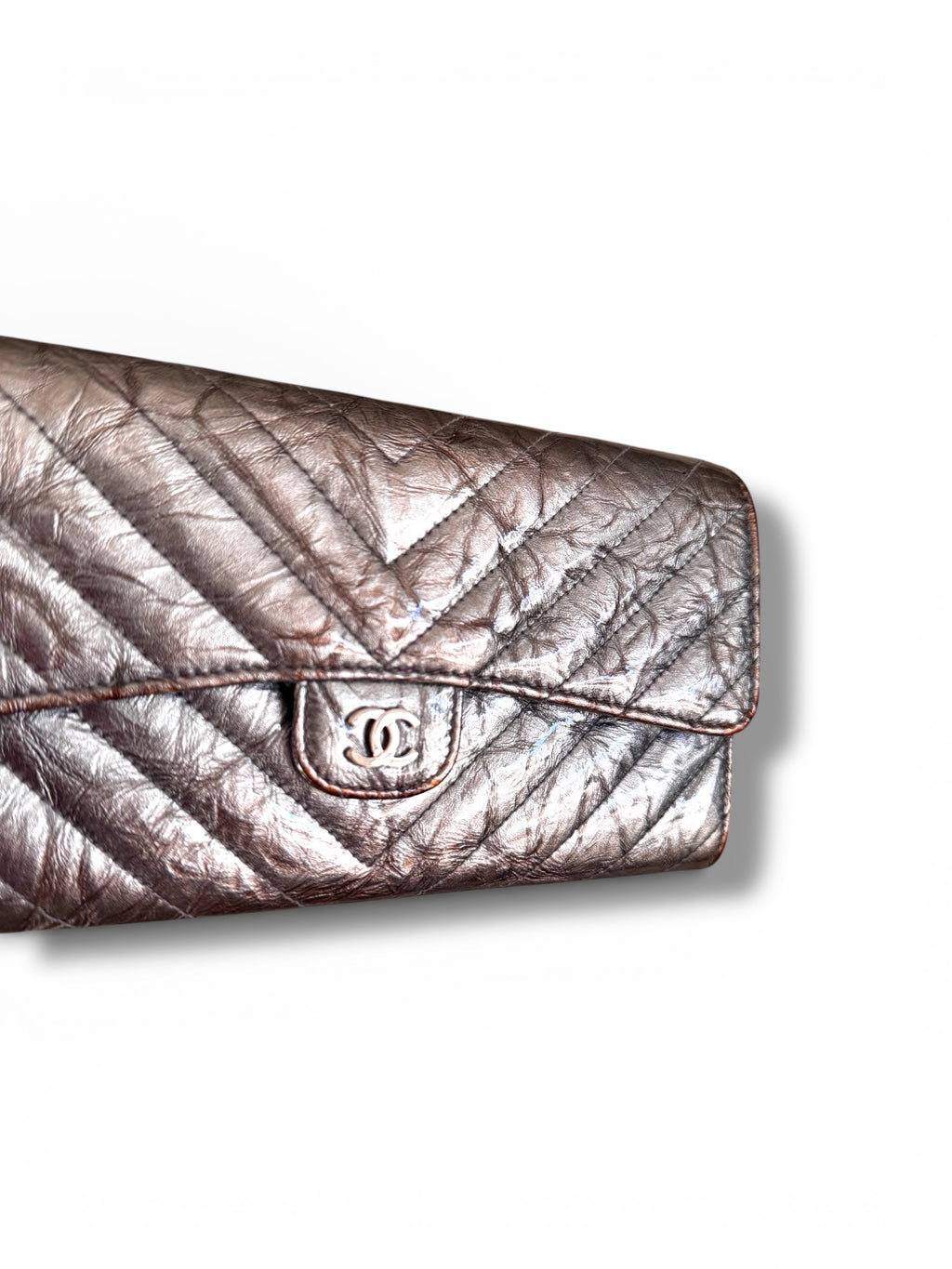 Portafoglio Continental Chevron Argentato Chanel