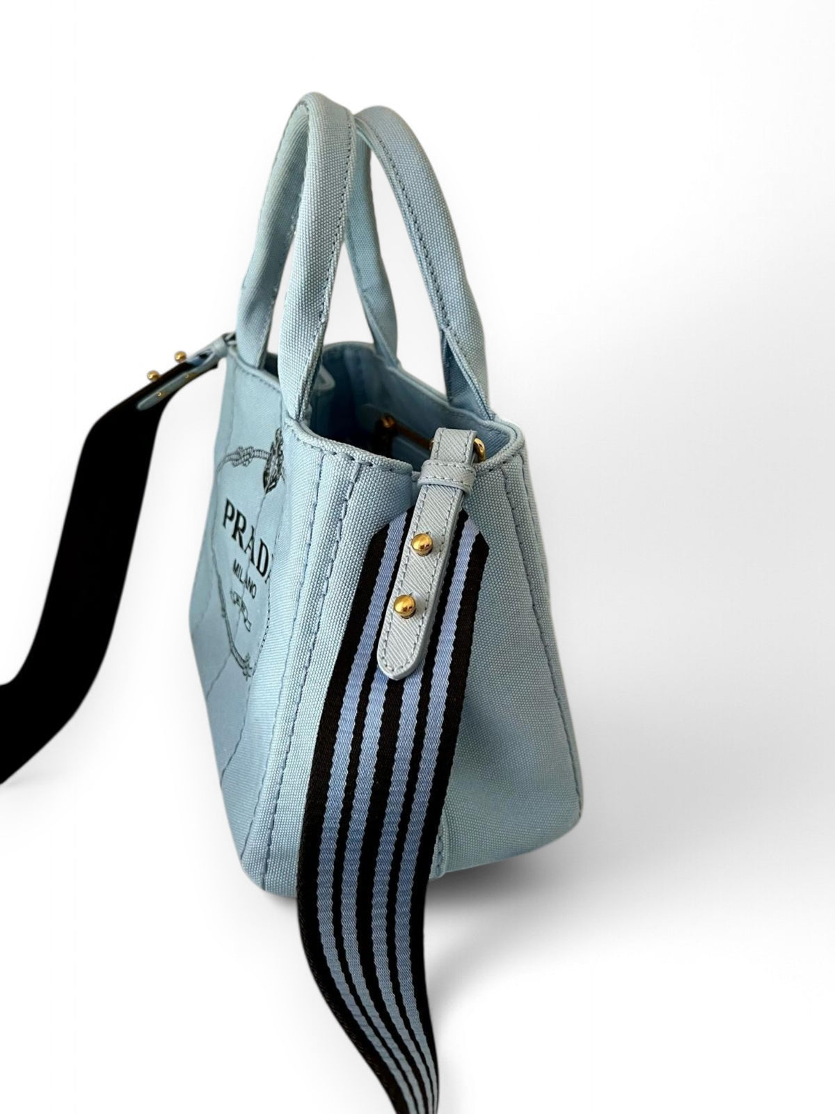 Borsa Azzurro In Canvas Prada