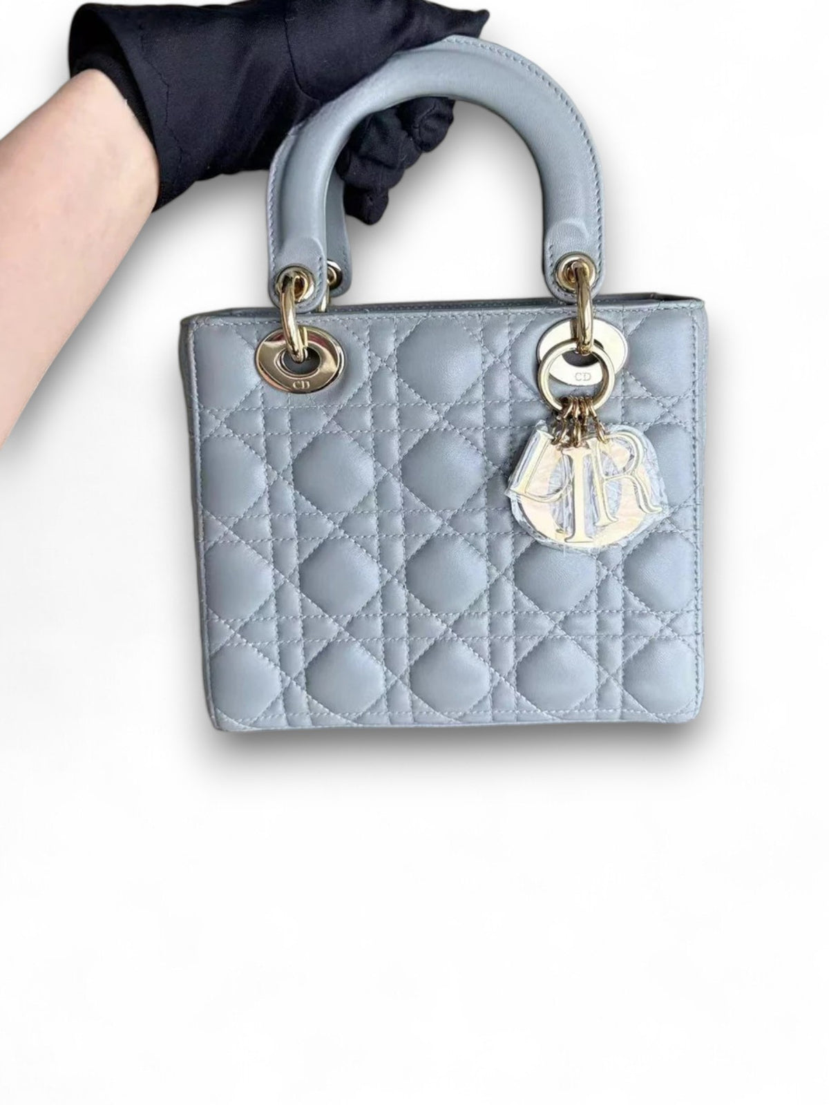 Borsa Lady Dior Small in Agnello Cannage Grigio