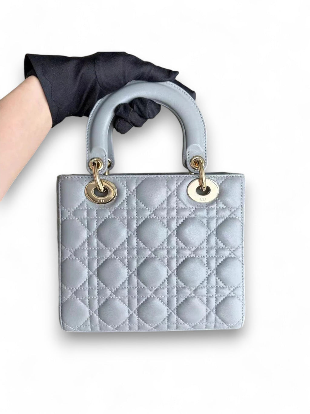 Borsa Lady Dior Small in Agnello Cannage Grigio