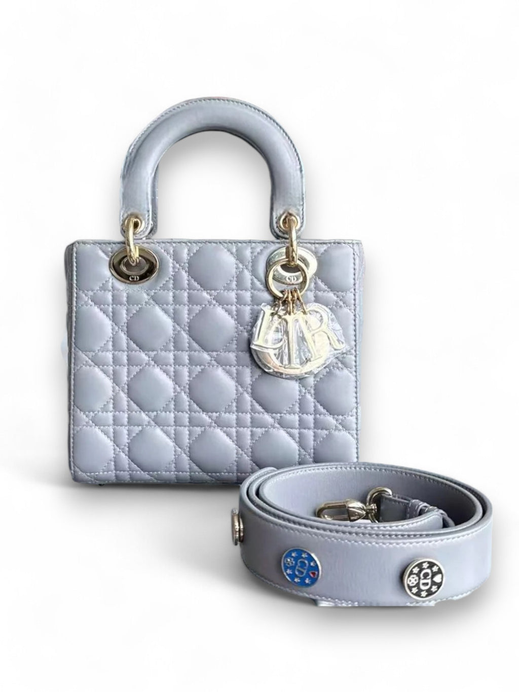 Borsa Lady Dior Small in Agnello Cannage Grigio