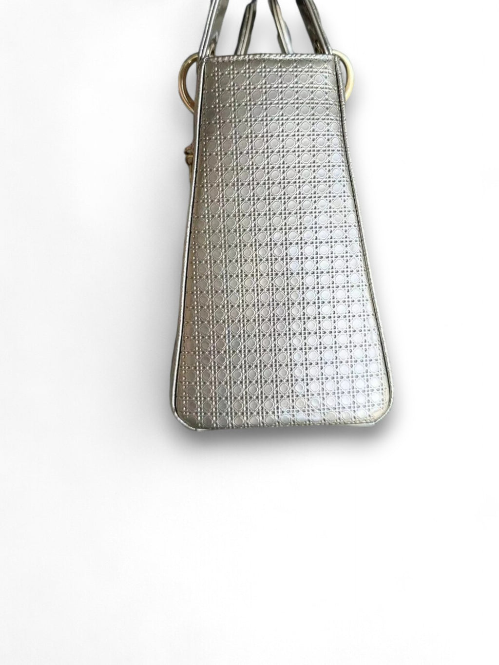 Lady Medium Bag in Metallic Micro Cannage