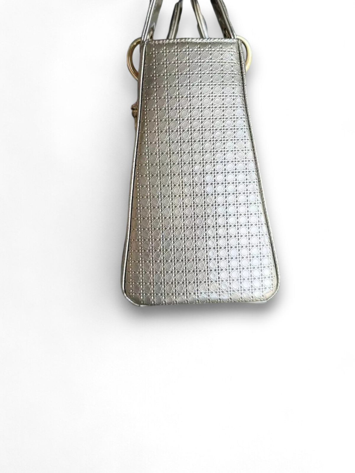 Lady Medium Bag in Metallic Micro Cannage