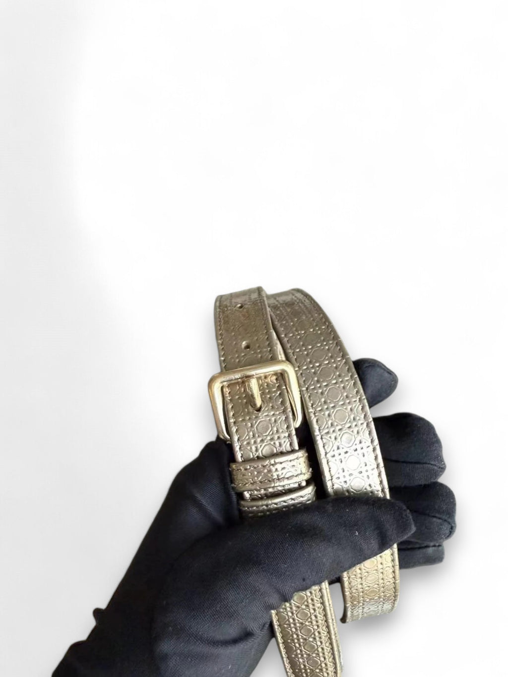 Lady Medium Bag in Metallic Micro Cannage