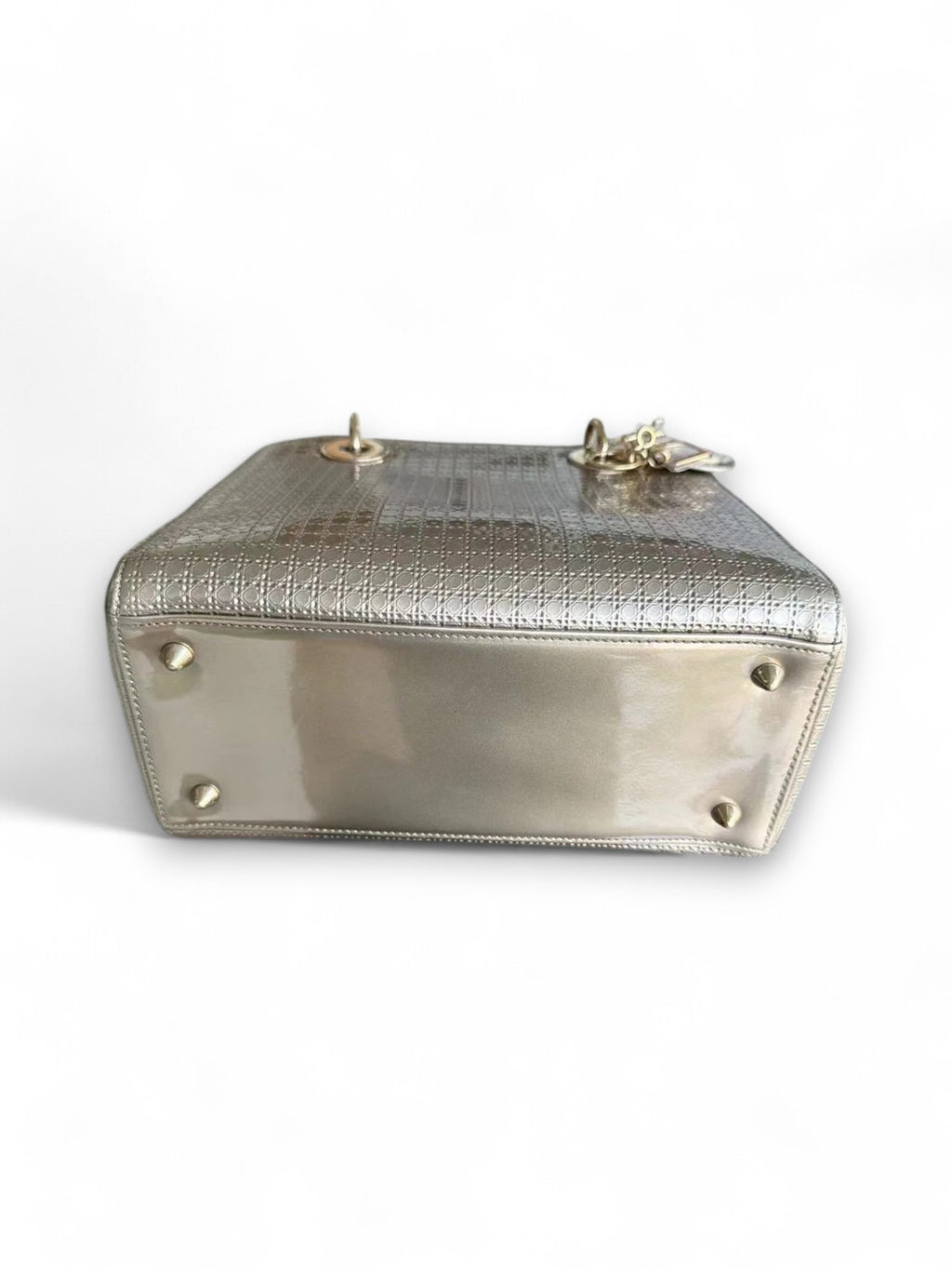 Lady Medium Bag in Metallic Micro Cannage