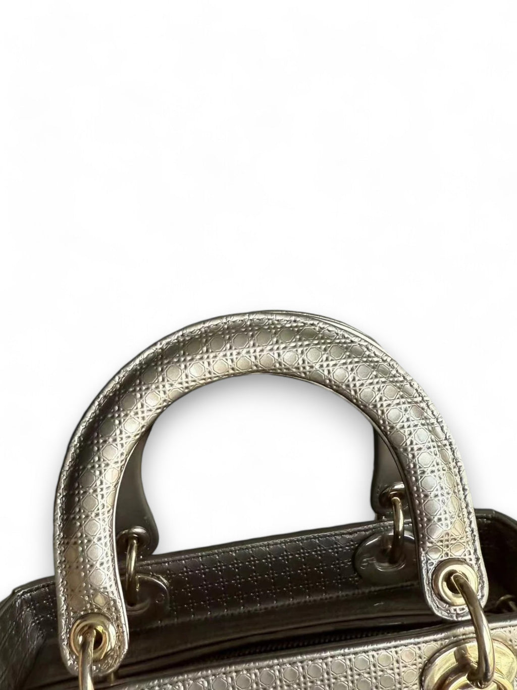 Lady Medium Bag in Metallic Micro Cannage