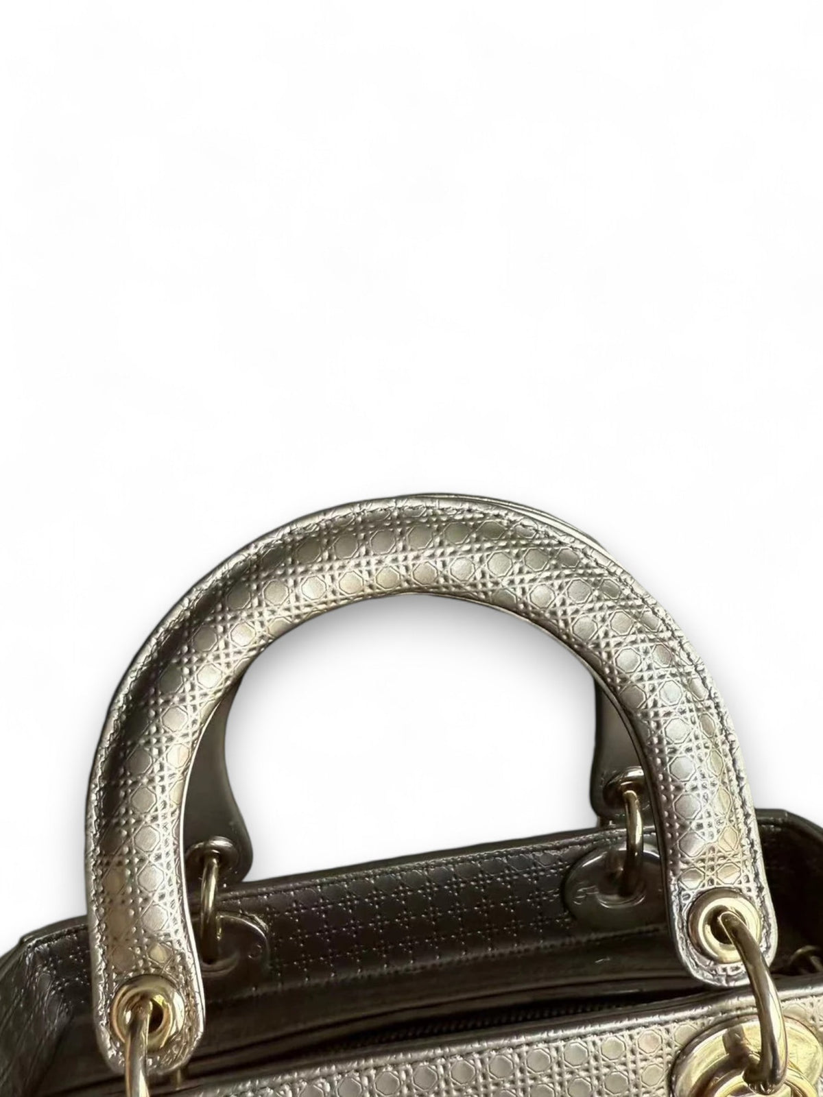 Lady Medium Bag in Metallic Micro Cannage
